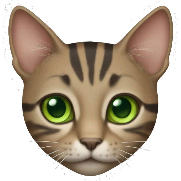 A male Tabby cat that’s brown with grey with green eyes  emoji