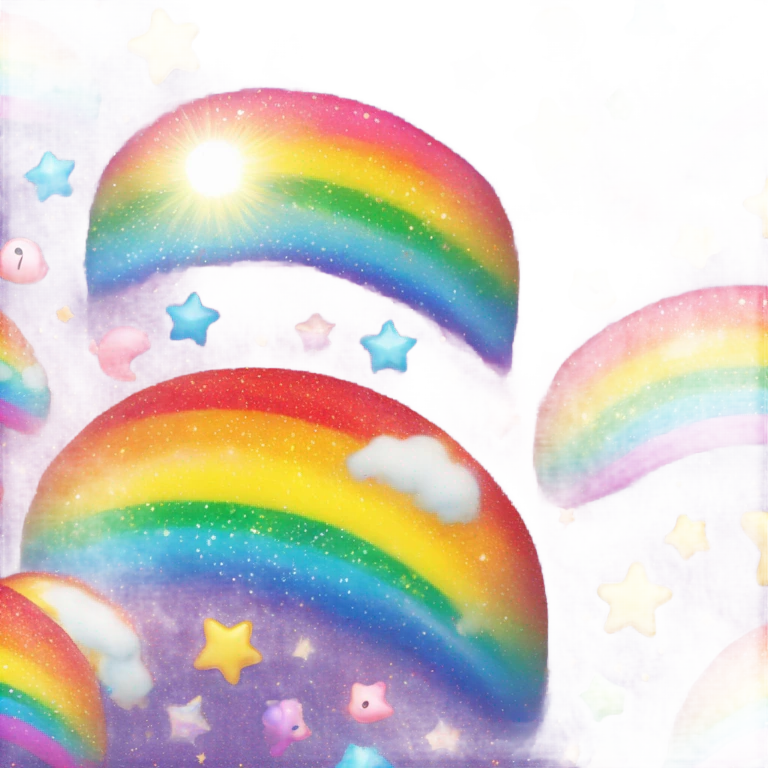 Lisa frank glitter rainbow and sun  emoji