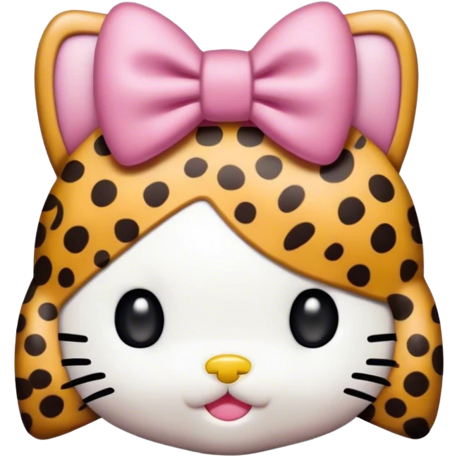 Hello kitty wearing a cheetah print bow emoji