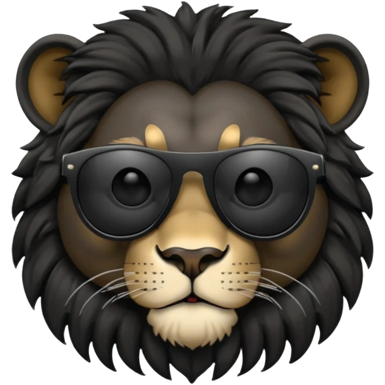 simple lion face with completely black non-transparent sunglasses emoji