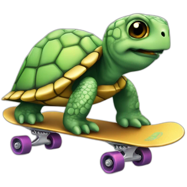 Tortue qui fait du skate emoji