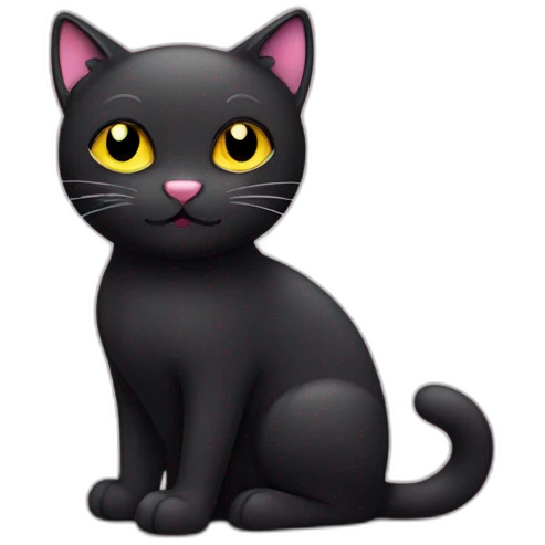 Cute Black cat with yellow eyes and pink nose emoji