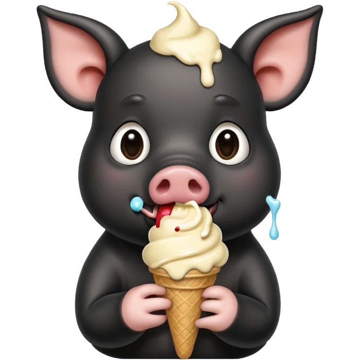 black pig with ice cream emoji