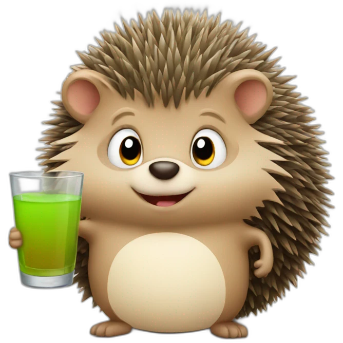 hedgehog drinks apple juice emoji