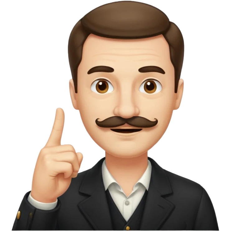 un uomo baffuto spocchioso con il dito alzato e con sguardo compiaciuto da chi la sa lunga con sopacciglio alzato e sorriso emoji