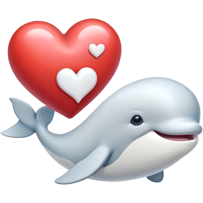 Baluga whale with a heart emoji