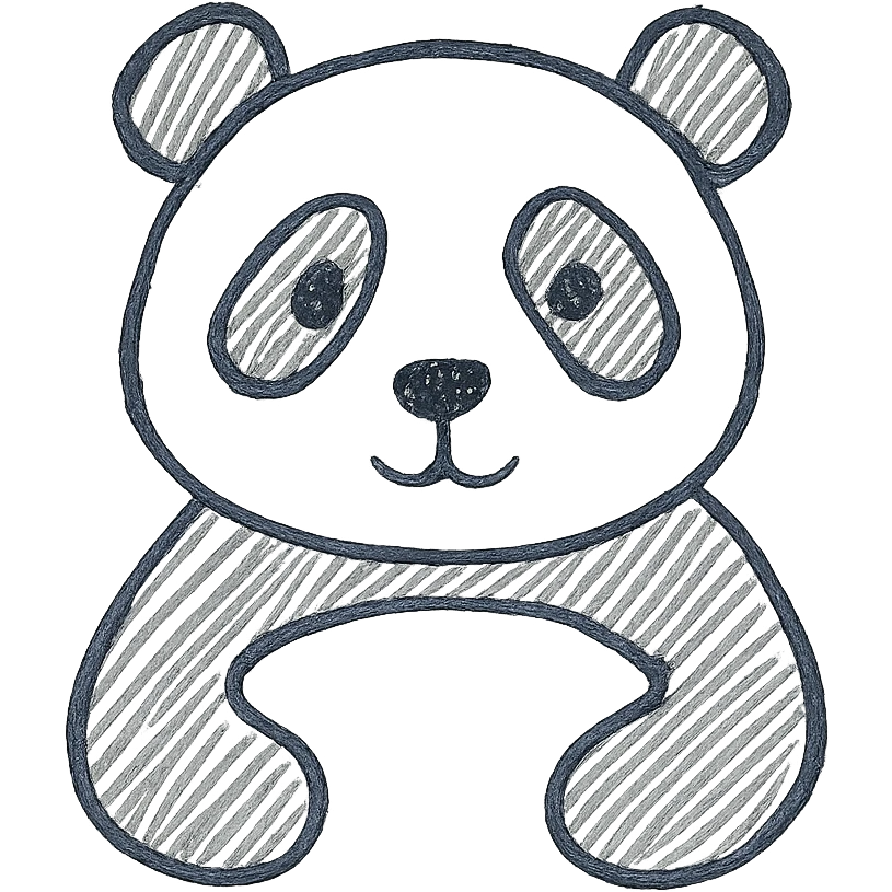 blue panda hand drawn outlined icon emoji