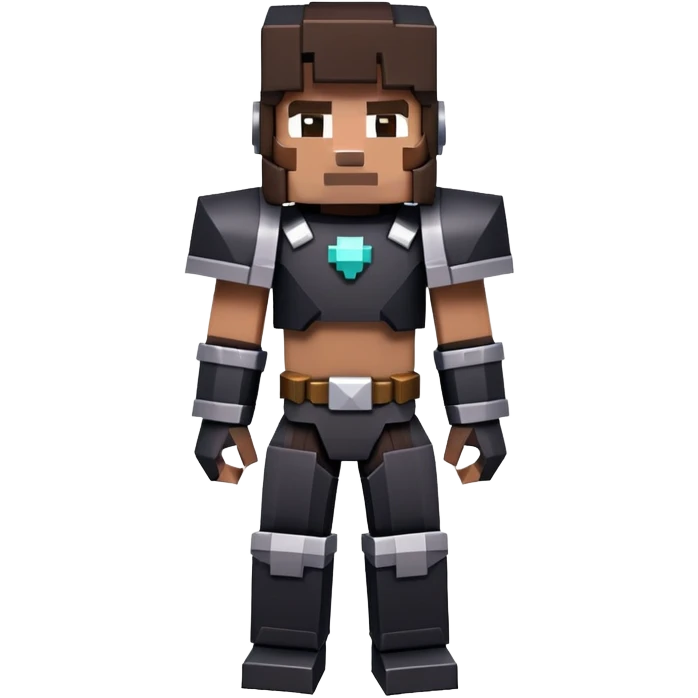Minecraft character with netherite armor full body, blocky black armor set emoji