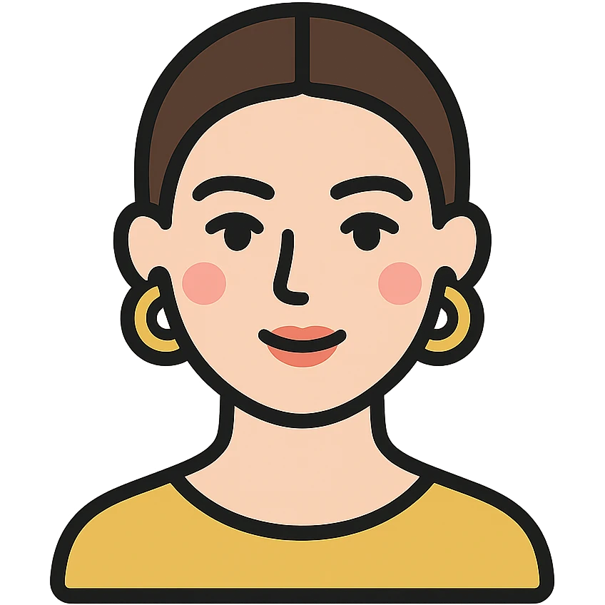 minimalist icon of a clean girl with slicked-back hair, gold hoop earrings, natural makeup, neutral background emoji