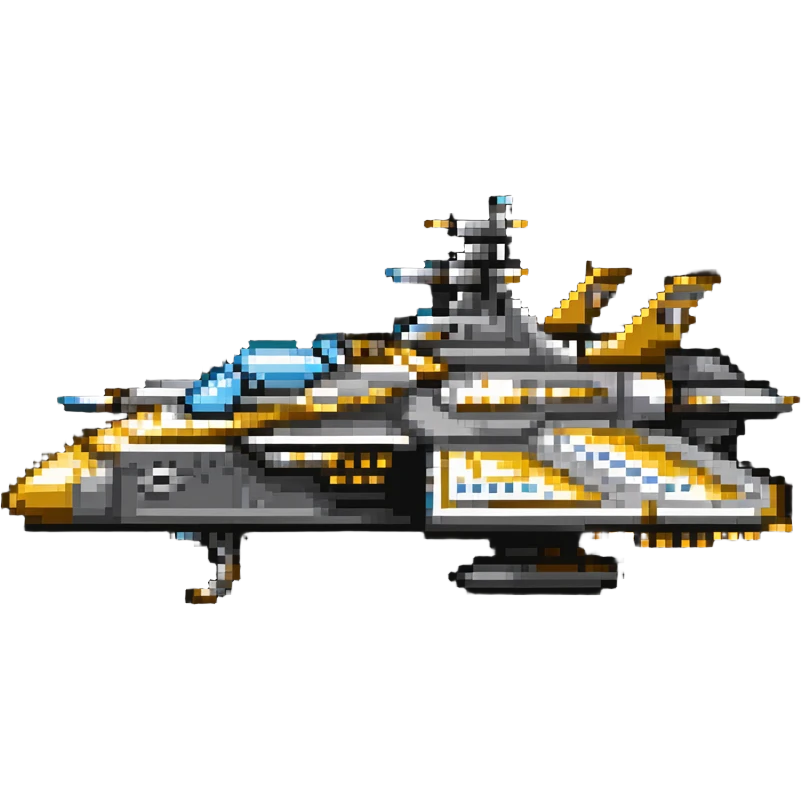Space warship from Golden Son with gold details emoji