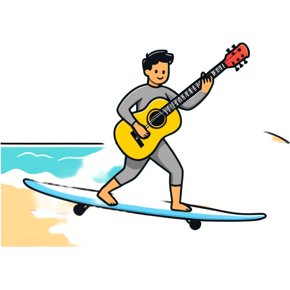Surfer with guitar emoji