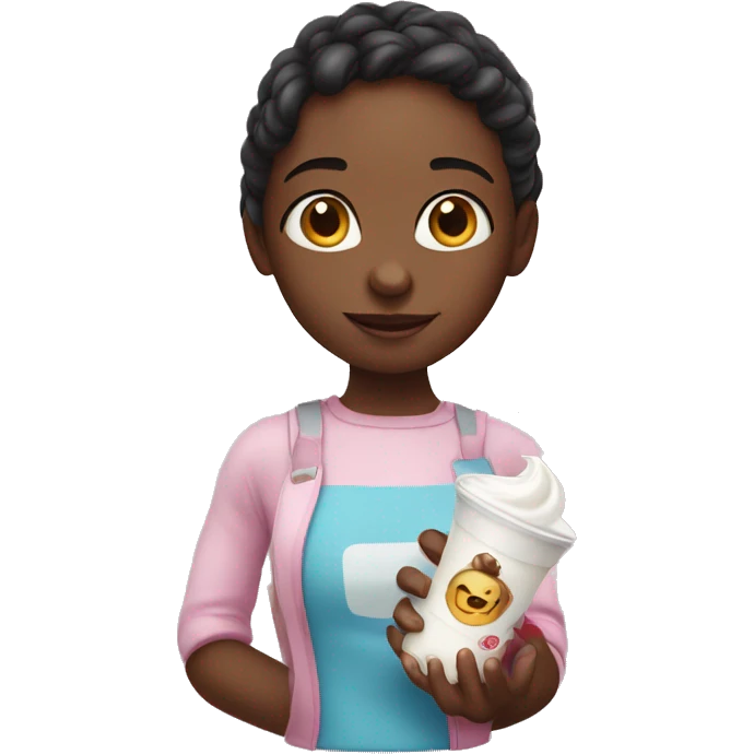 girl holding a yoghurt emoji