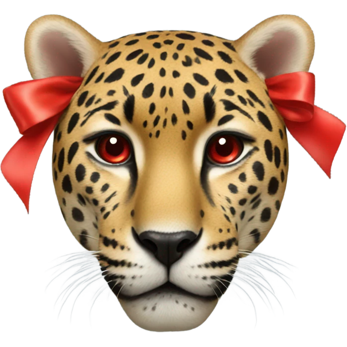 jaguar face with a red bow on her head  emoji