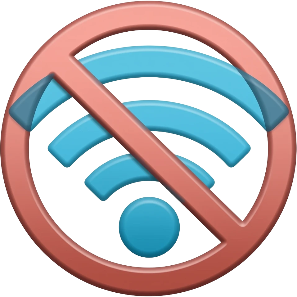 Big F Letter with no-wifi signal in the background emoji