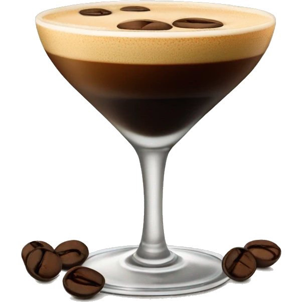 espresso martini with coffee bean garnish on the froth from the drink emoji
