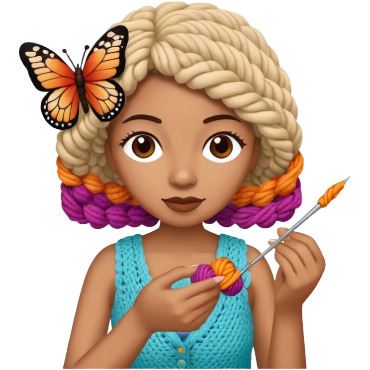 Người phụ nữ móc bướm emoji