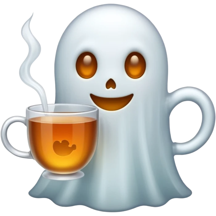 Ghost emoji holding a cup of tea emoji