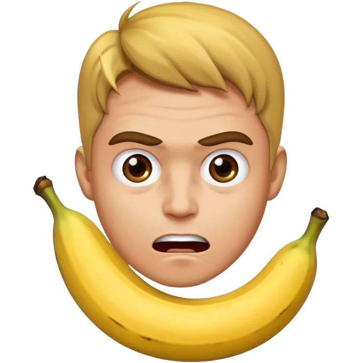 Una persona enojada Que tiene la cara Caliente pero a la vez fría sosteniendo una banana emoji