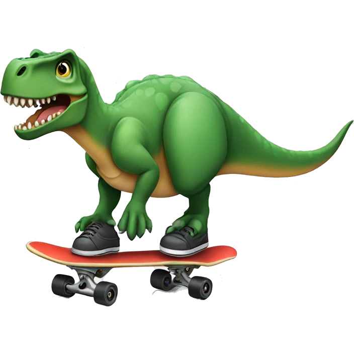 Dinosaur riding a skatebored emoji