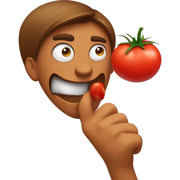 A person throwing a tomato with an angry face like this 🙎🏽‍♀️ emoji