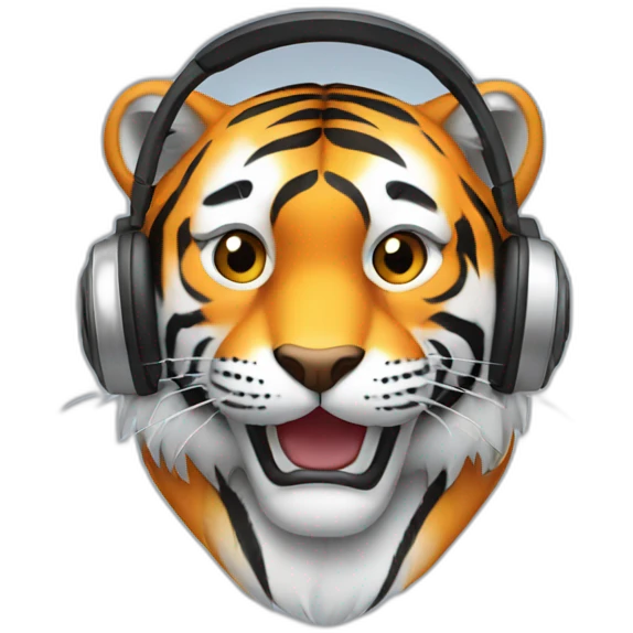 Tiger with headphones emoji