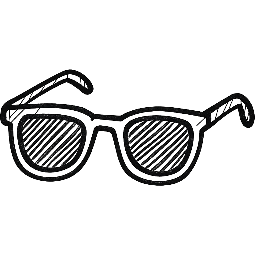 hand drawn outlined icon of sunglasses, no fill emoji