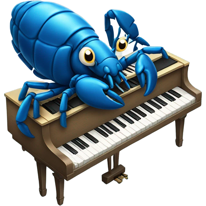 blue lobster playing piano emoji