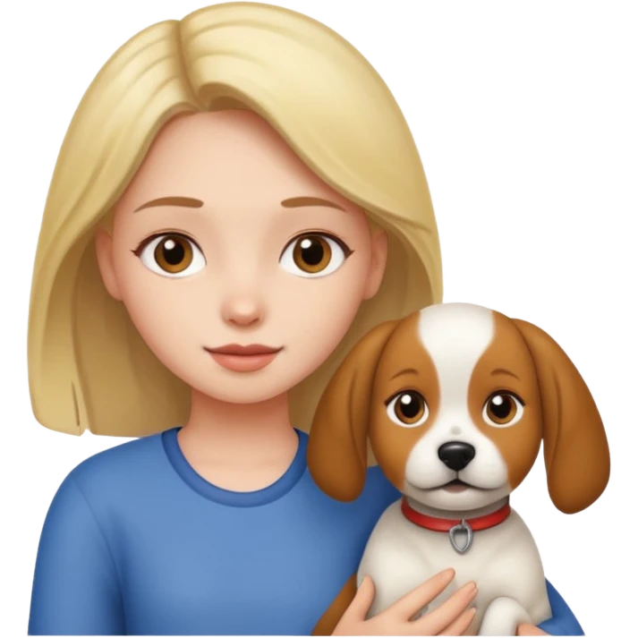 A girl holding a dog emoji