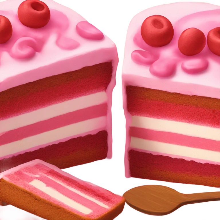 Creamy red and pink cake emoji