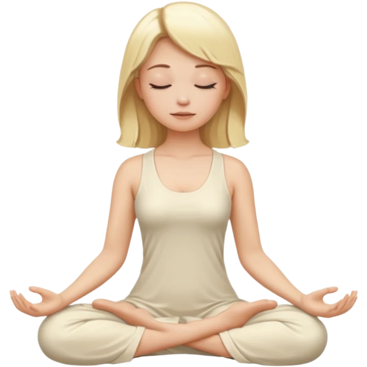 A blonde woman meditating in an ivory-colored dress emoji