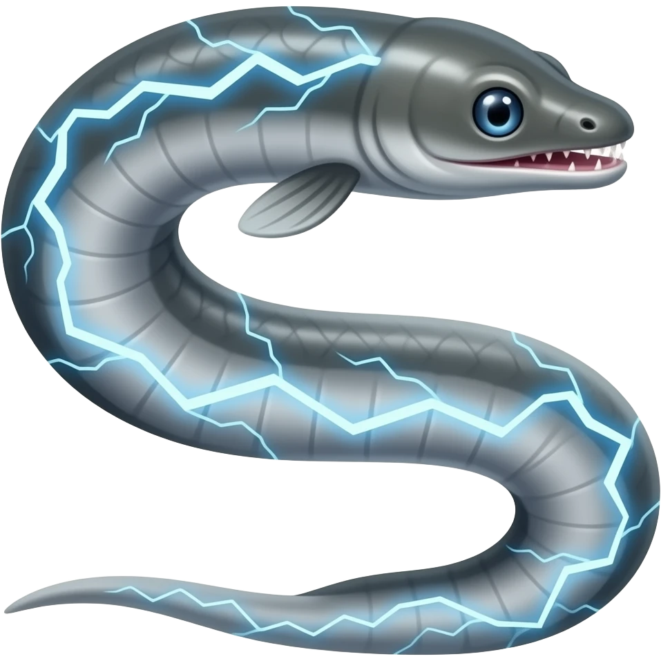 long electric eel with electricity emoji