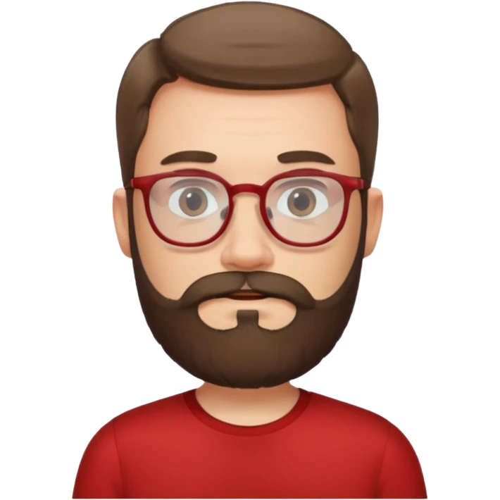 bearded man with eyeglasses red shirt emoji