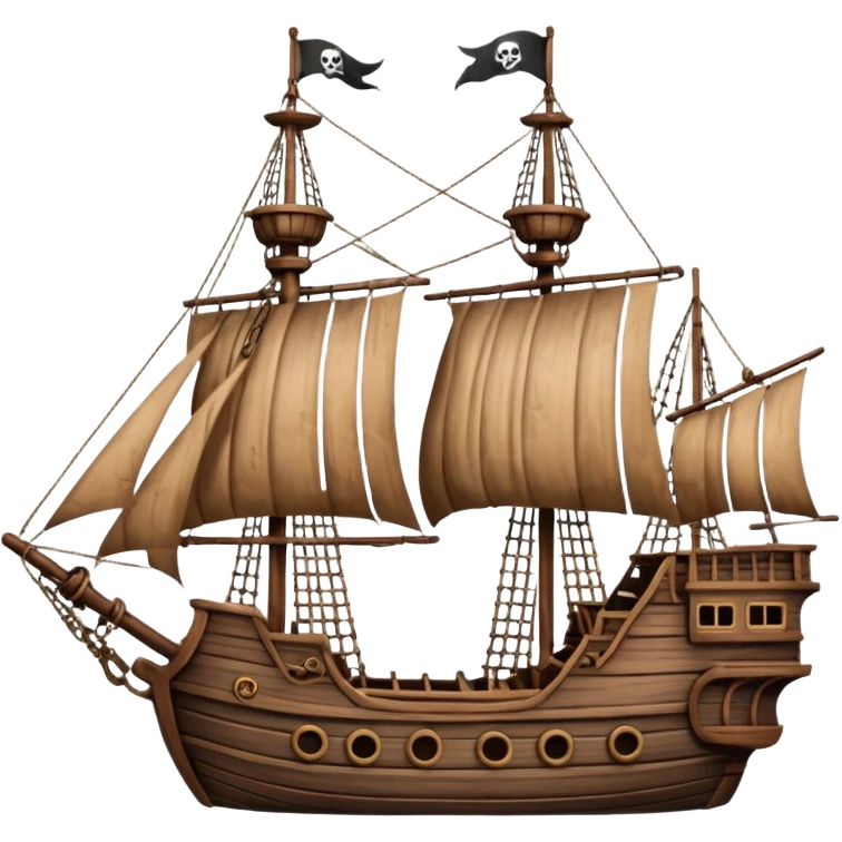 Brown captain hook pirate ship emoji