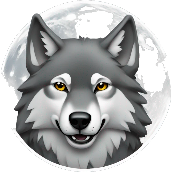 alpha wolf with moon in background  emoji