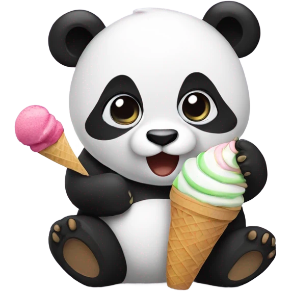 Panda eating ice cream emoji