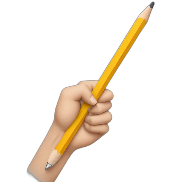 hand holding a big pencil in fist emoji