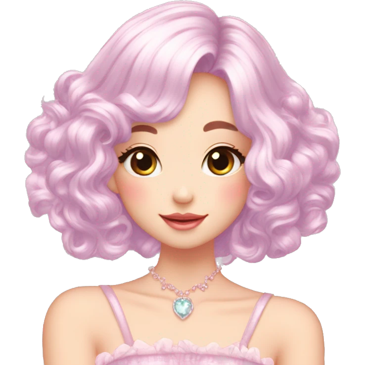 Dreamy pretty elegant kawaii shiny blushing shy pastel lady kawaii beautiful hair naturecore fairycore cottagecore jewels trending aesthetic emoji