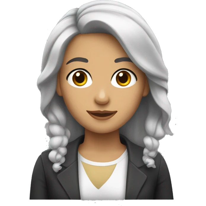 mujer con coleta y cabello blanco y ga emoji