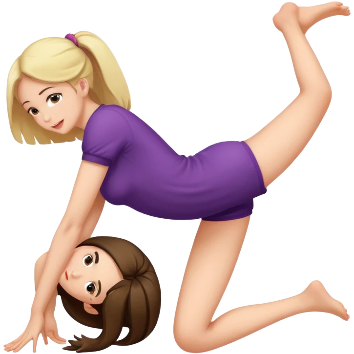 The girl turns her back and bends over, the camera moves closer to her, the girl spreads her legs emoji