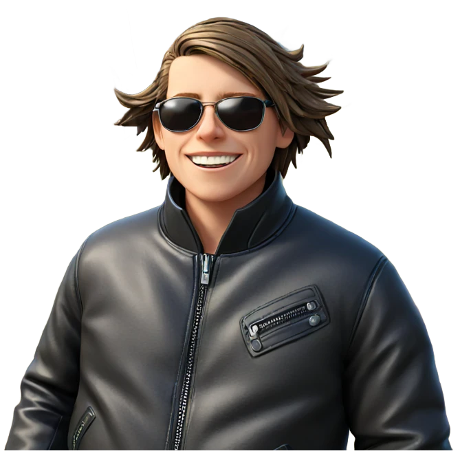 smiling boy in leather jacket emoji
