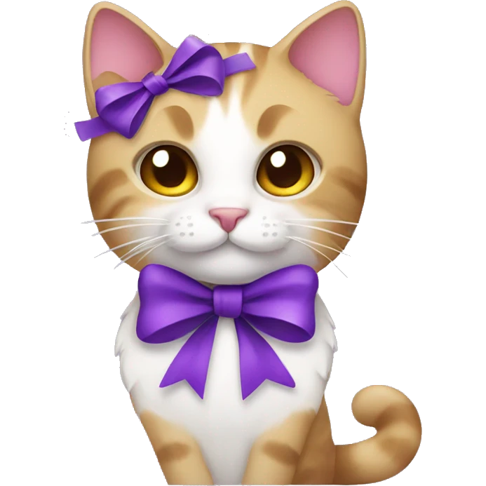 Cat with a purple bow emoji