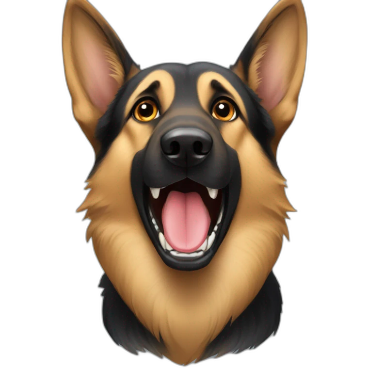 german shepard dog with large overbite and teeth that stick out of her mouth emoji