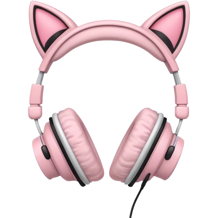 Pastel pink headset with cat ears emoji