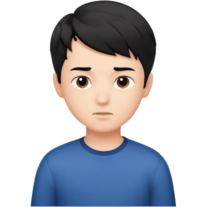 boy with short black hair, ocean air, perfectionist emoji