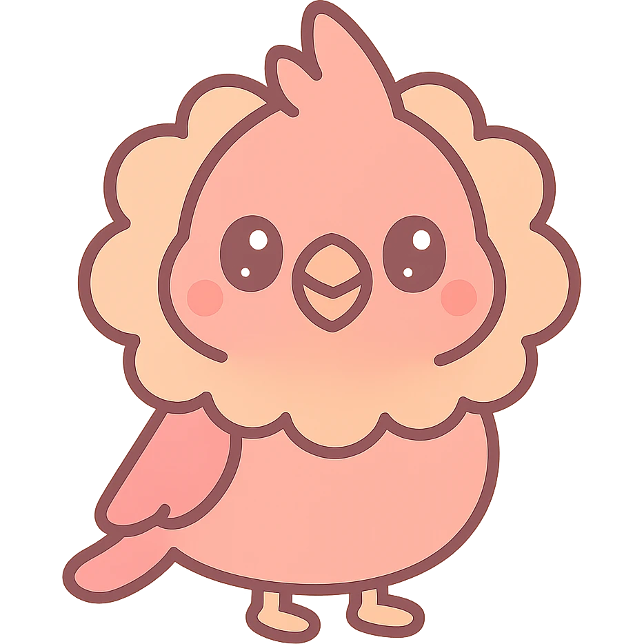 a cardinal bird with a furry mane, whimsical and friendly emoji