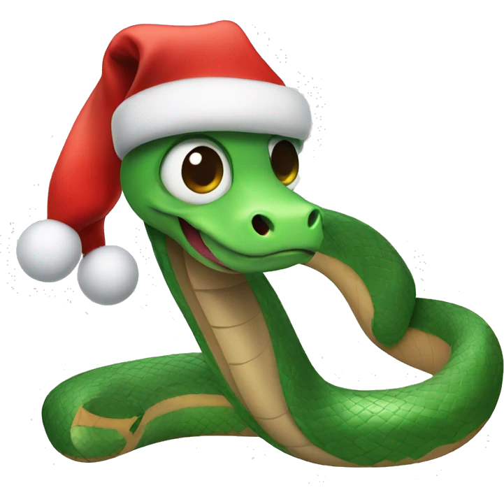 cute snake in a Christmas cap emoji