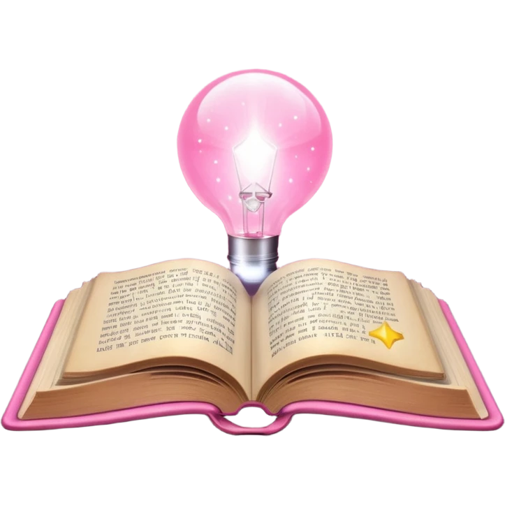 An open pink book with glowing light emerging from its pages, magical atmosphere, emoji