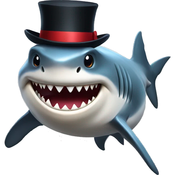 Shark with a top hat emoji