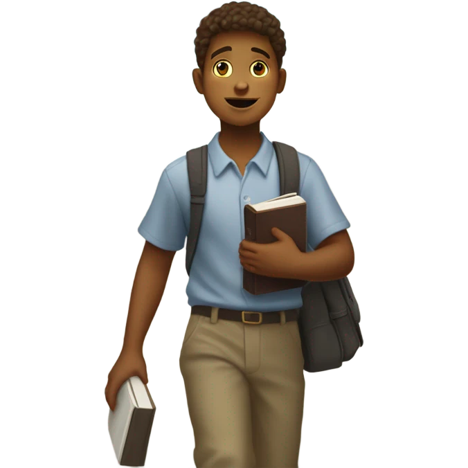 A Jehovah's witnesses boy how walking on street and carry on is Bible emoji