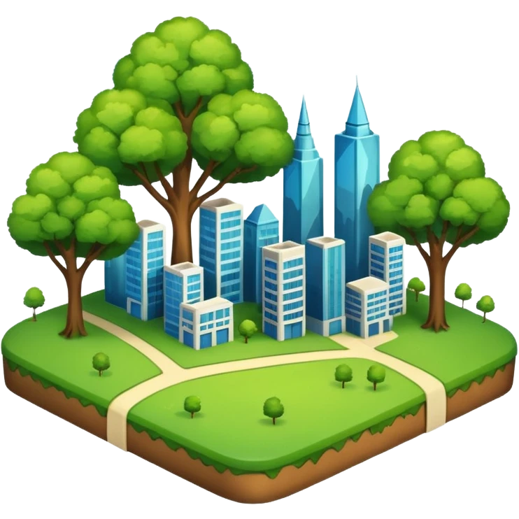 a piece of land with trees and buildings emoji